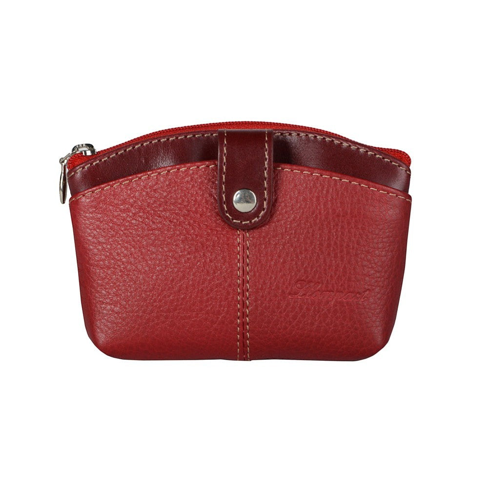 MONEDERO ZIPPER Y BROCHE CHICO EN PIEL ROJO (LL1083)