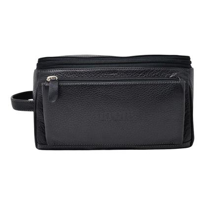 NECESER DE PIEL BOLSA AL FRENTE EN PIEL NEGRO (LL6006)