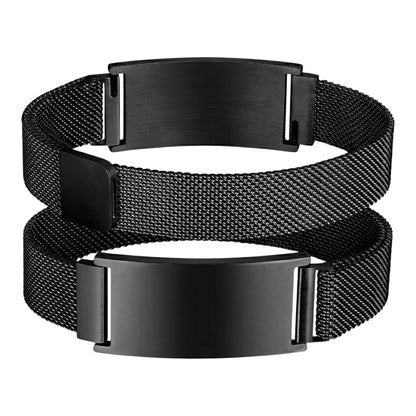 BRAZALETE C/PLACA NEGRO BROCHE IMAN (BR-1603B)