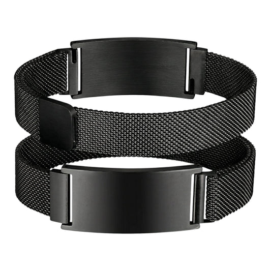 BRAZALETE C/PLACA NEGRO BROCHE IMAN (BR-1603B)