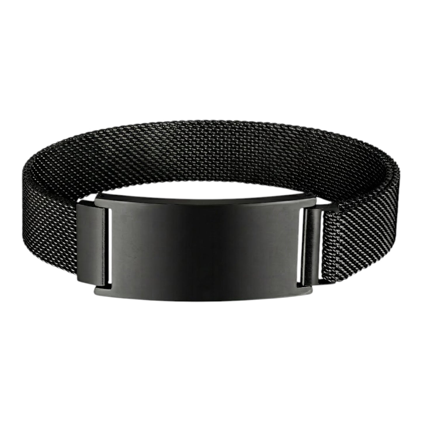 BRAZALETE C/PLACA NEGRO BROCHE IMAN (BR-1603B)
