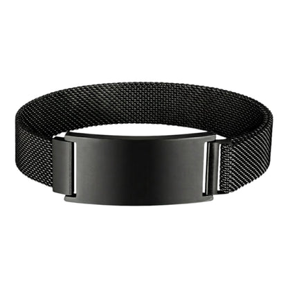 BRAZALETE C/PLACA NEGRO BROCHE IMAN (BR-1603B)