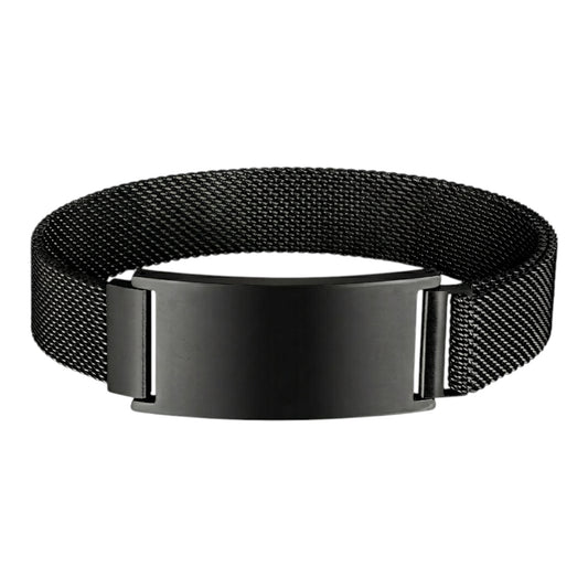BRAZALETE C/PLACA NEGRO BROCHE IMAN (BR-1603B)