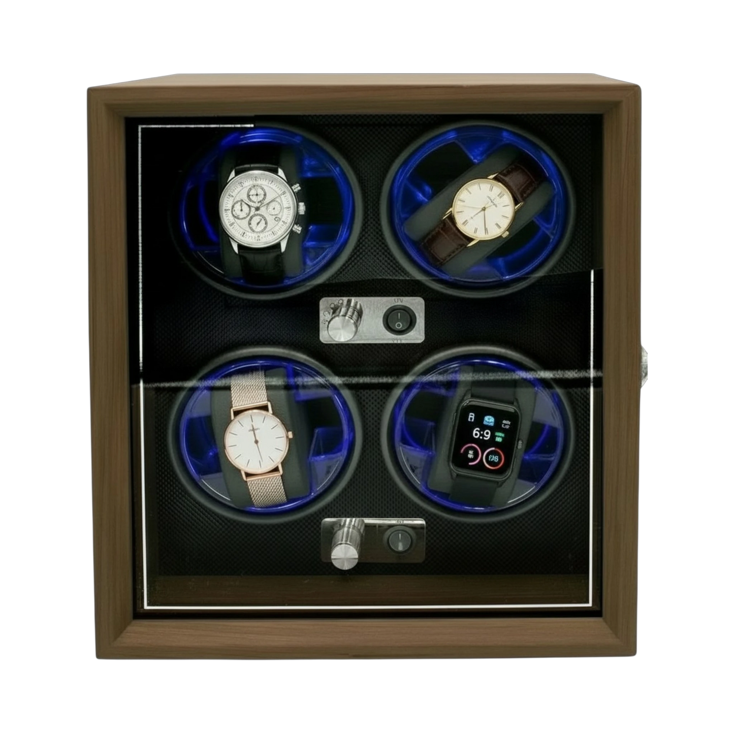 ESTUCHE GIRATORIO PARA 4 RELOJES DE MADERA (6464)