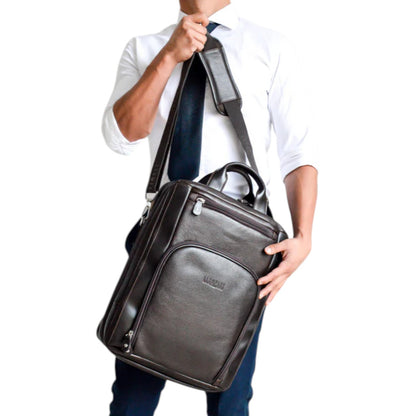 BACKPACK EJECUTIVA PIEL CAFE (LL-2089 C)