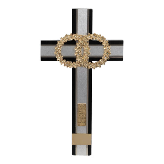 CRUZ DE MATRIMONIO CHOCOLATE DORADA CON PIEDRA 40*22.5 CM (CMDP-CH)