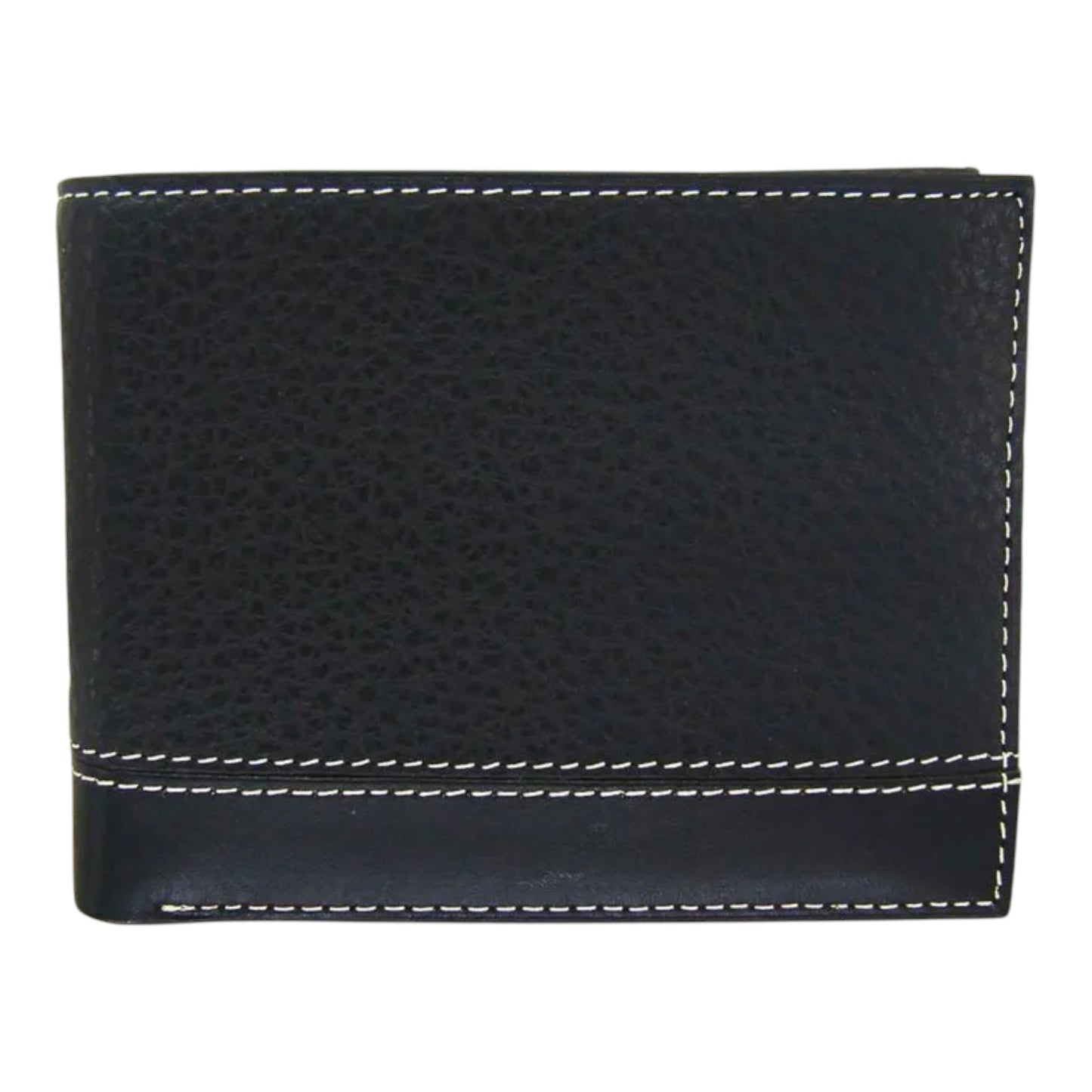 CARTERA PERRY ELLIS DOS COSTURAS ABAJO EN PIEL NEGRO (L77-0031-1)