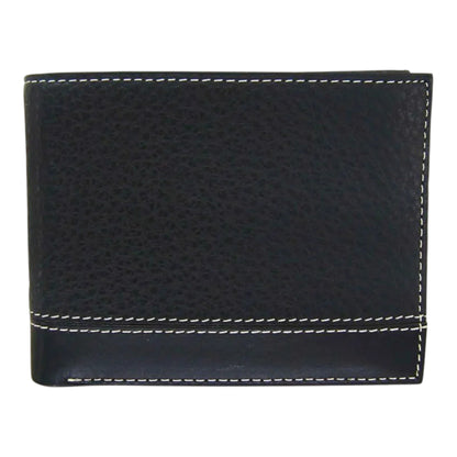 CARTERA PERRY ELLIS DOS COSTURAS ABAJO EN PIEL NEGRO (L77-0031-1)