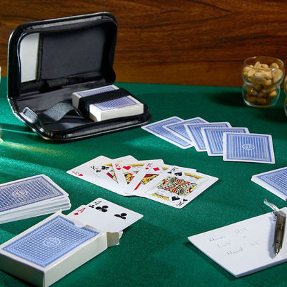 JUEGO DE CARTAS ROYAL CON LIBRETA Y PLUMA ESTUCHE CURPIEL (JM 009)