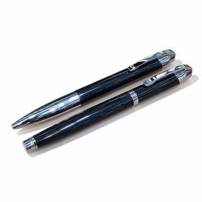 JUEGO BOLIGRAFO Y ROLLER NEGRO PLATA (2021NBNR-048N)