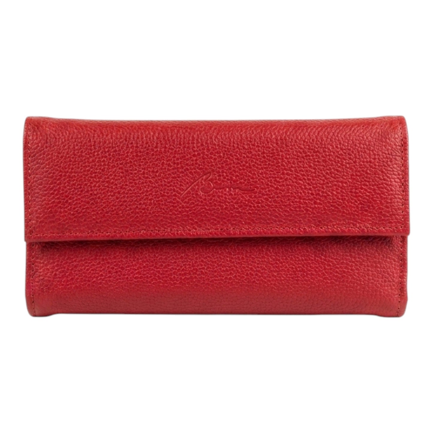 CARTERA ALARGADA CON BROCHE PIEL ROJO (Q-351)