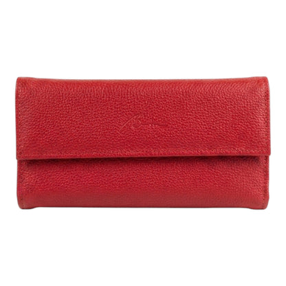 CARTERA ALARGADA CON BROCHE PIEL ROJO (Q-351)