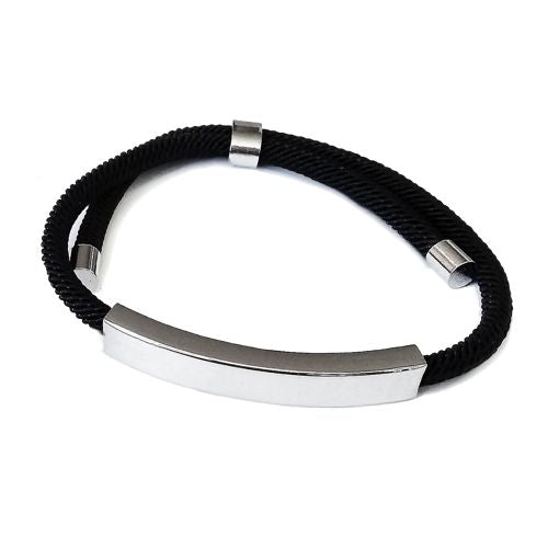 Pulsera Hilo de Acero con Placa Grabada con grabado láser de logotipo | Casa Ortiz