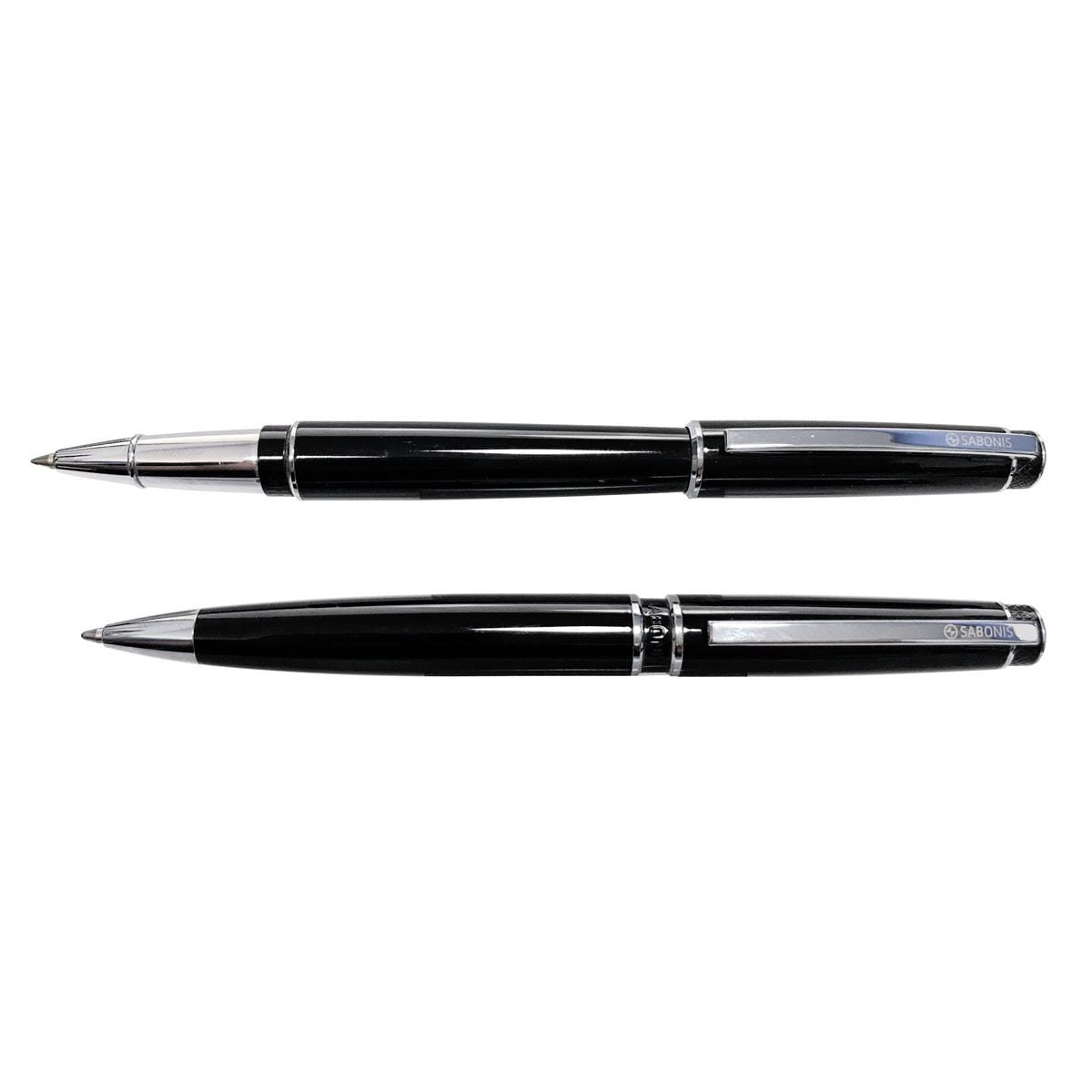 JUEGO BOLIGRAFO Y ROLLER NEGRO LACA PLATA (2027NBNR-048N)