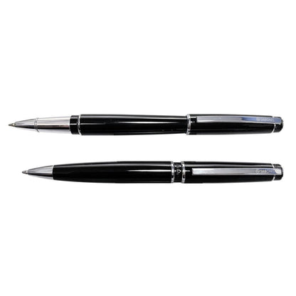 JUEGO BOLIGRAFO Y ROLLER NEGRO LACA PLATA (2027NBNR-048N)