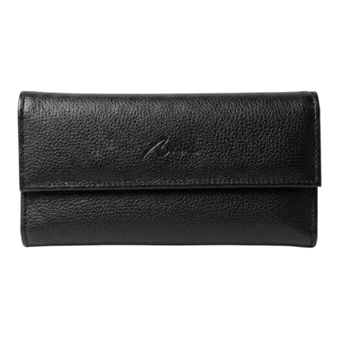 CARTERA ALARGADA CON BROCHE PIEL NEGRO (Q-351)