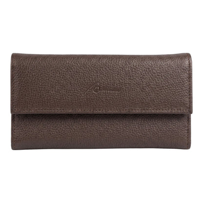 CARTERA ALARGADA CON BROCHE PIEL CAFE (Q-351)