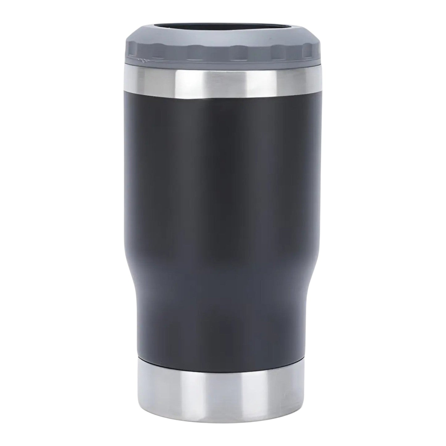 Regalos Ejecutivos Ortiz black 6-in-1 stainless steel can cooler with a grey rim
