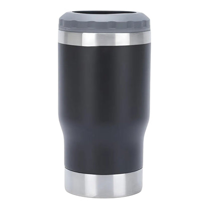 Regalos Ejecutivos Ortiz black 6-in-1 stainless steel can cooler with a grey rim