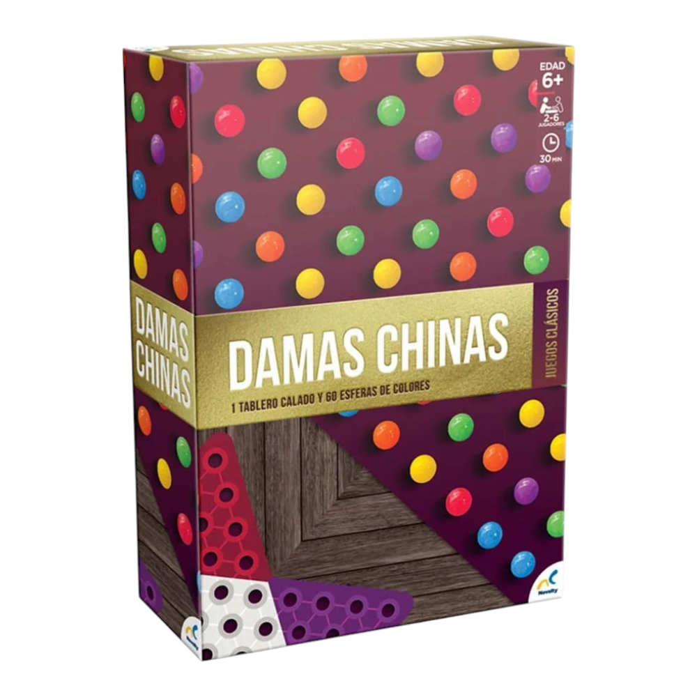 Juego de mesa Damas Chinas Foil de Regalos Ejecutivos Ortiz con tablero de madera y 60 canicas de colores