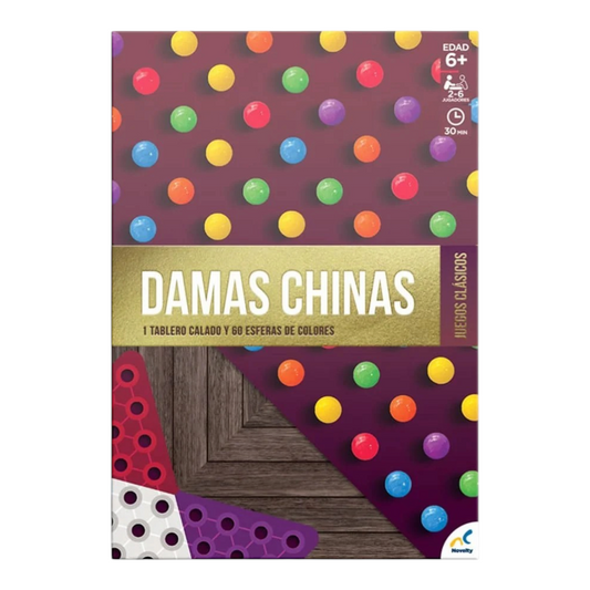 Juego de mesa Damas Chinas Foil de Regalos Ejecutivos Ortiz con tablero calado y 60 esferas de colores brillantes