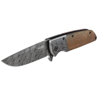 Navaja Regalos Ejecutivos Ortiz con hoja de acero damasco y mango de madera elegante