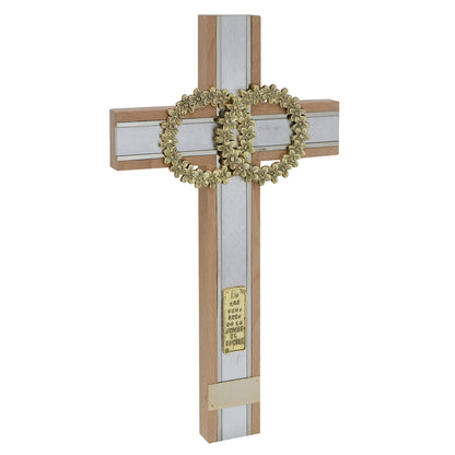 CRUZ DE MATRIMONIO NATURAL DORADA CON PIEDRA 40*22.5 CM (CMDP)