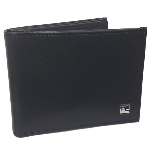 BILLETERA PERRY ELLIS PLAQUITA METALICA ESQUINADA PE NEGRO (L77-0185-1)