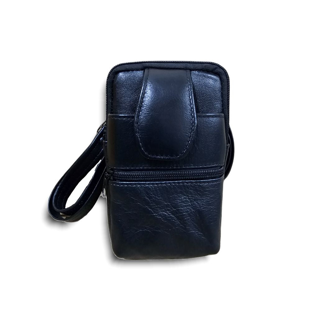 BOLSO PORTA CELULAR Y CARTERA PIEL NEGRO (113)