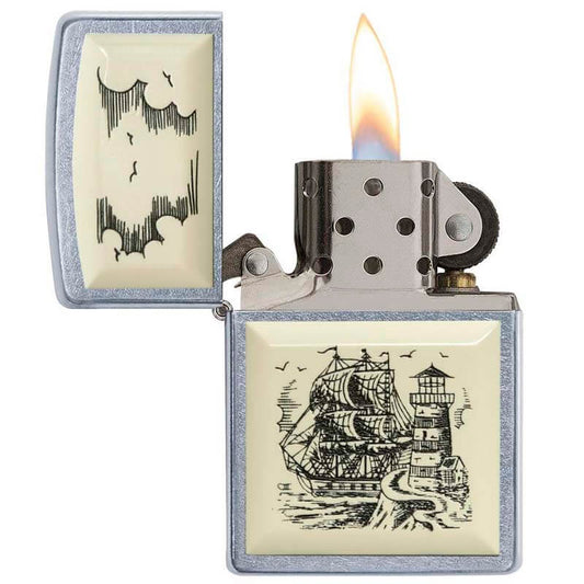 ZIPPO BRILLANTE SCRIMSHAW BARCO (MZ29397)