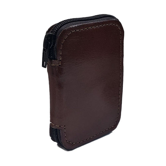 PORTA LLAVES CIERRE 8 GANCHOS PIEL CAFE