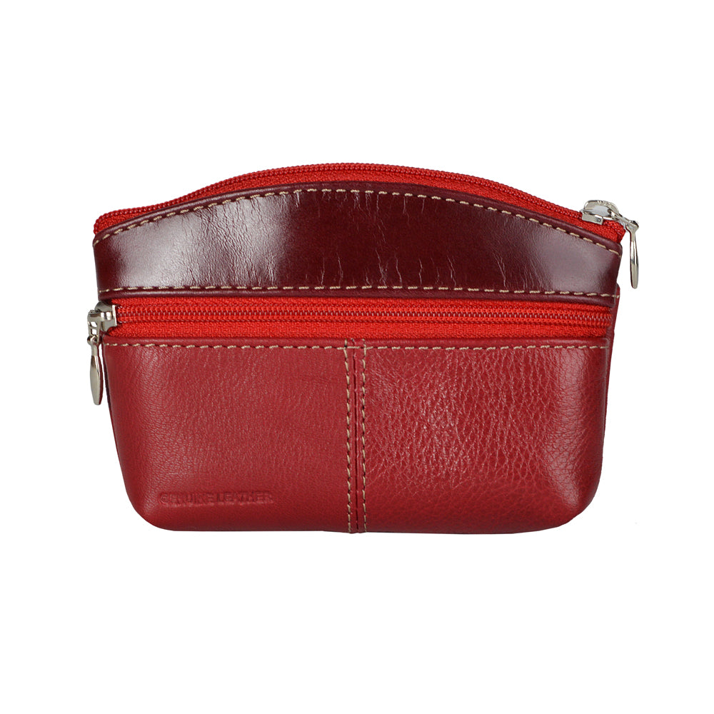 MONEDERO ZIPPER Y BROCHE CHICO  EN PIEL ROJO (LL1083)