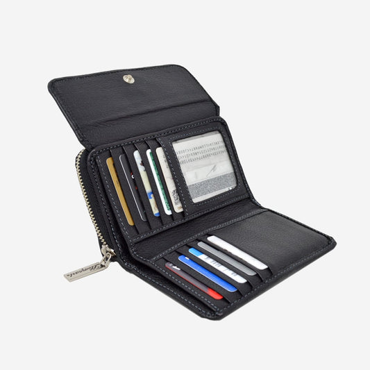 CARTERA BROCHE CHICA EN PIEL NEGRO (LL2019)