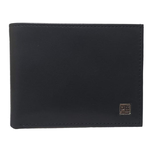 BILLETERA PERRY ELLIS PLAQUITA METALICA ESQUINADA PE NEGRO (L77-0185-1)