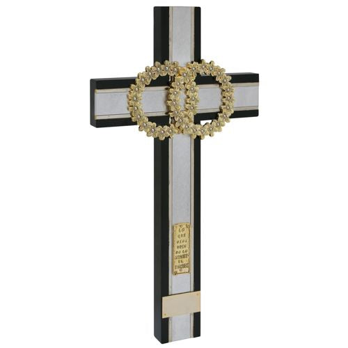 CRUZ DE MATRIMONIO CHOCOLATE DORADA CON PIEDRA 40*22.5 CM (CMDP-CH)