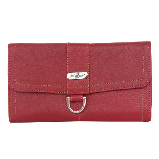 CARTERA DAMA HERRAJE AL FRENTE DE PIEL ROJO (LL1086)