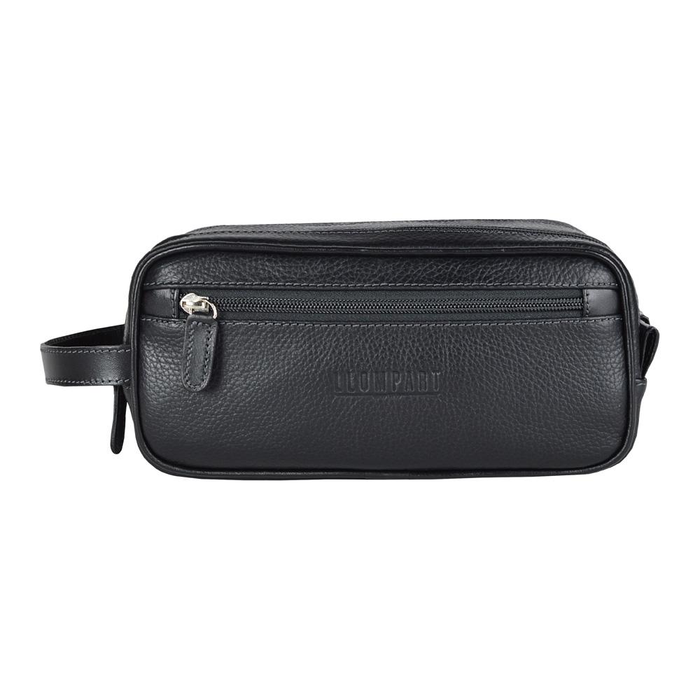 NECESER DE PIEL DOBLE ZIPPER NEGRO (LL 578A V NE)