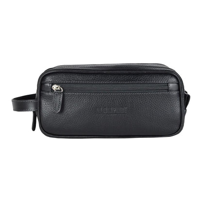 NECESER DE PIEL DOBLE ZIPPER NEGRO (LL 578A V NE)