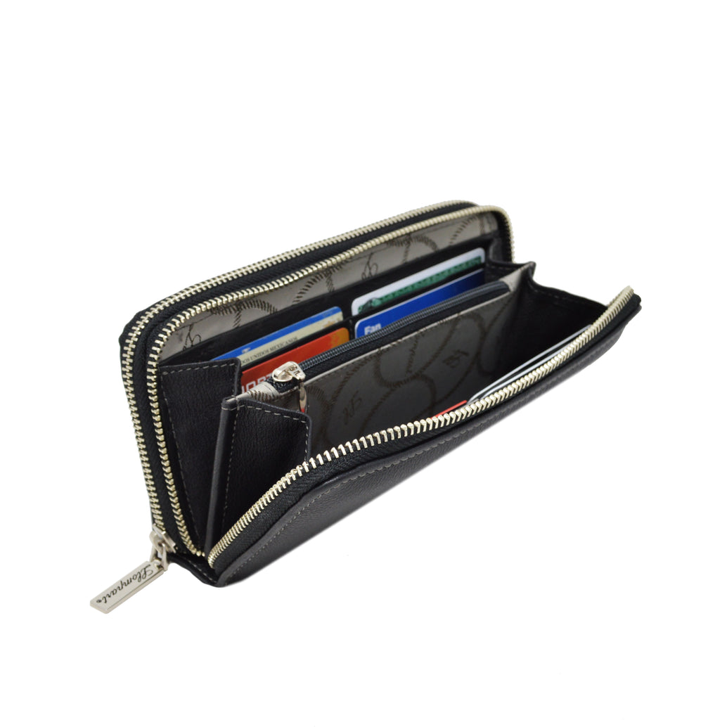 CARTERA DE PIEL PARA DAMA NEGRO (LL-2020)