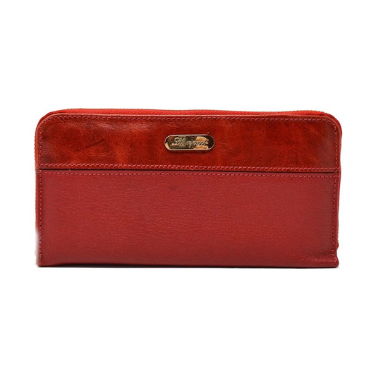 CARTERA CLASICA 1 ZIPPER EN PIEL ROJO (LL2016)