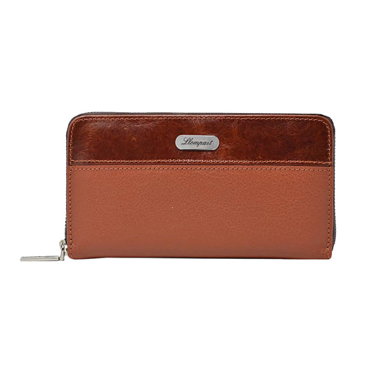 CARTERA CLASICA 1 ZIPPER EN PIEL MIEL CAFE ROJIZO (LL2016)