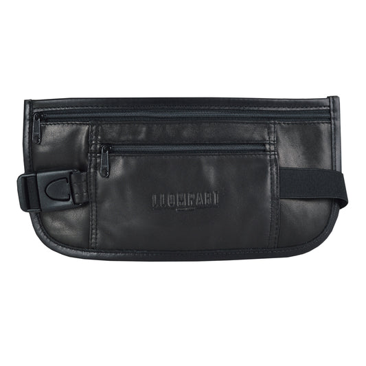 CANGURERA DE SEGURIDAD PARA VIAJE EN PIEL NEGRO (LL2063)