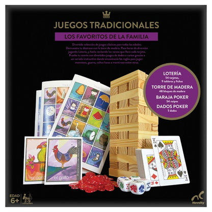 SET DE 3 JUEGOS CLASICOS LOTERIA POKER Y TORRE DE MADERA (JCA-1191)